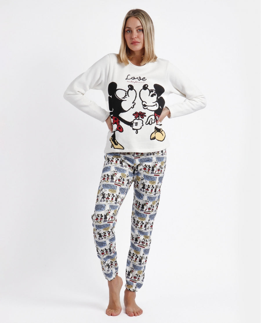DISNEY Pijama Manga Larga Comic Love Mujer CRUDO