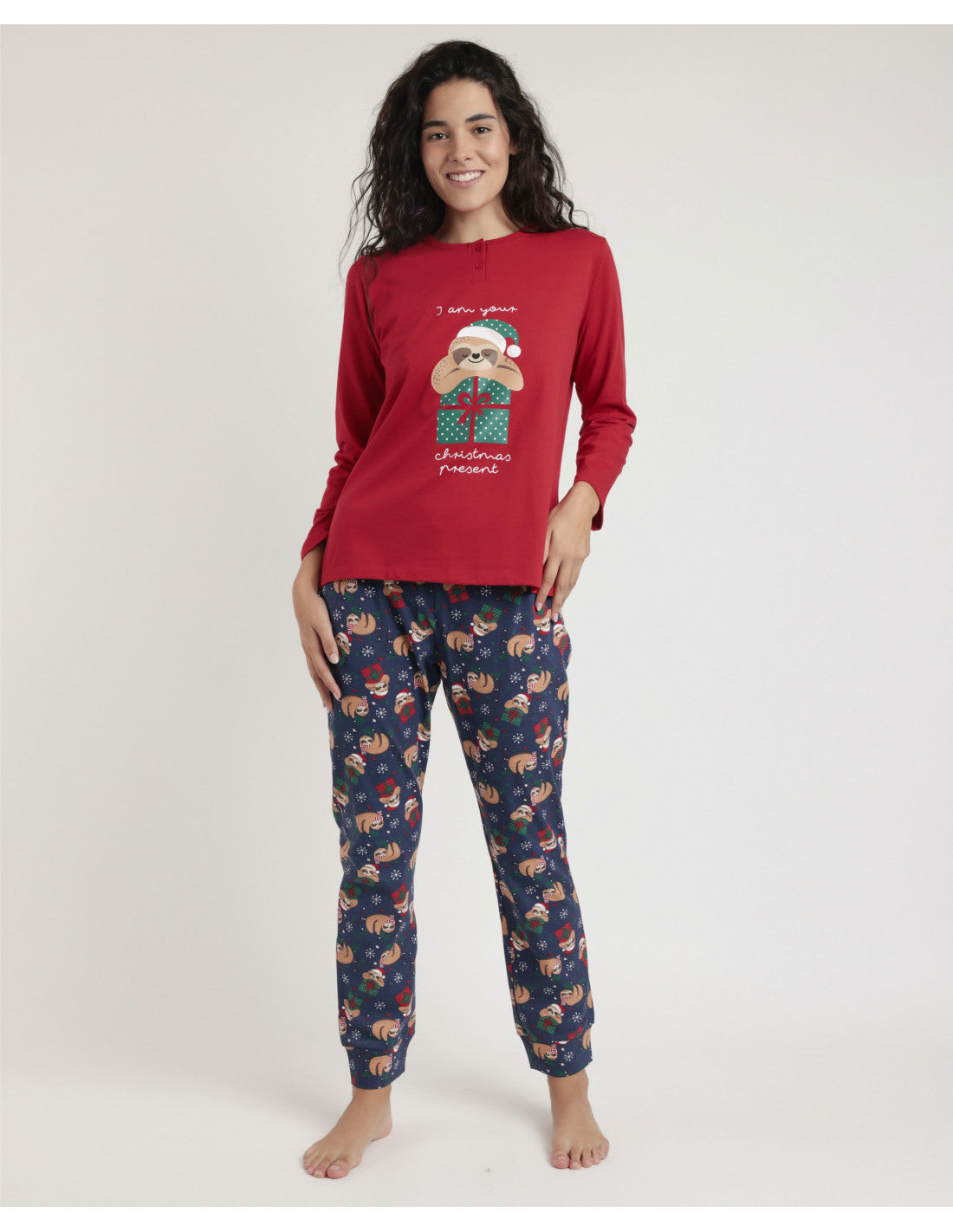 NAVIDAD. Pijama Manga Larga Regalo Navideño Señora ROJO RUBÍ