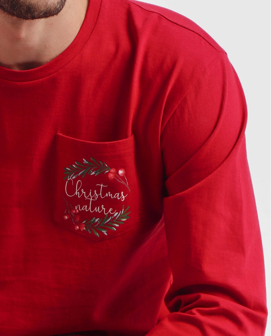 NAVIDAD. Pijama Manga Larga Christmas Nature Hombr ROJO RUBÍ