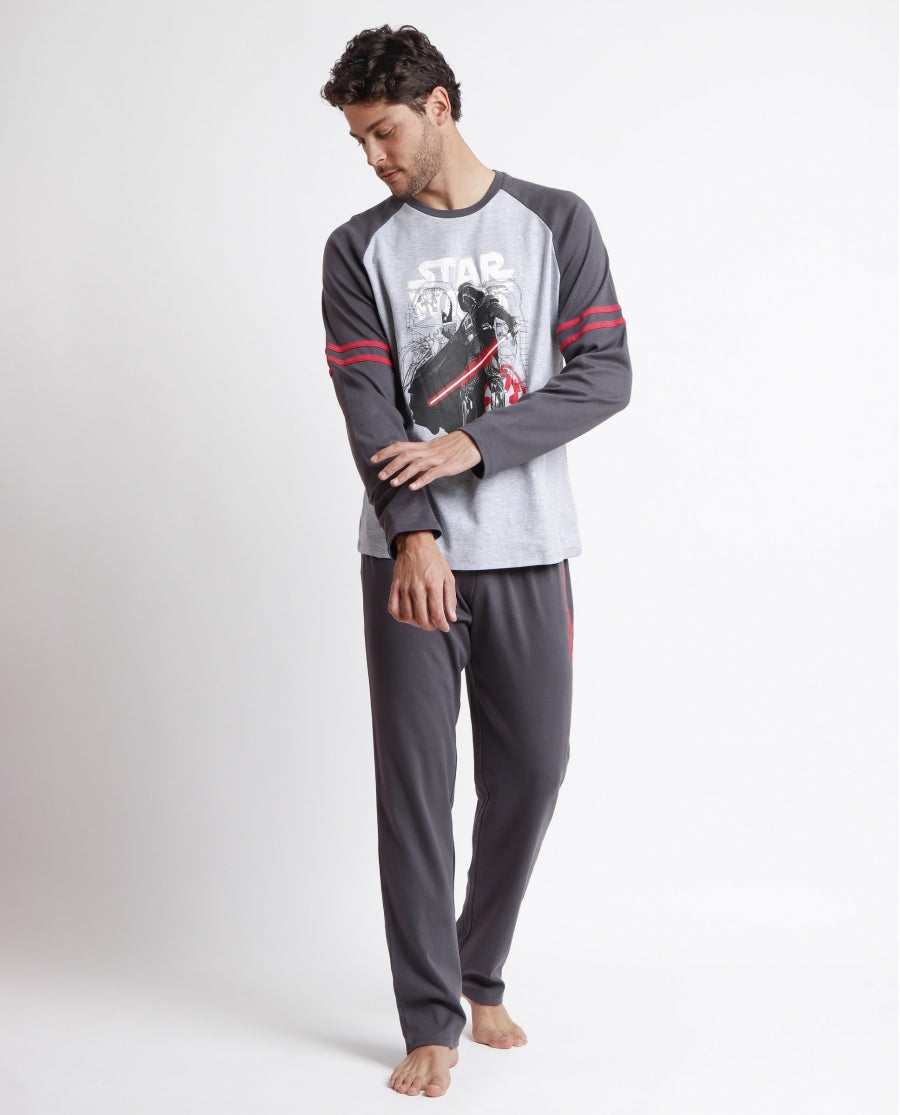 STAR WARS Pijama Manga Larga Darth Vader Hombre GRIS JASPE
