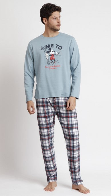 DISNEY Pijama Manga Larga Winter Club Hombre AQUA