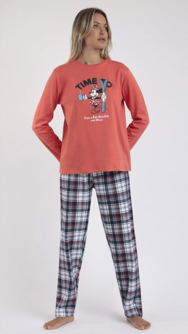 DISNEY Pijama Manga Larga Winter Club Mujer Rojo
