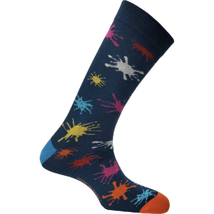 Calcetín azul marino con manchas de pintura para hombre