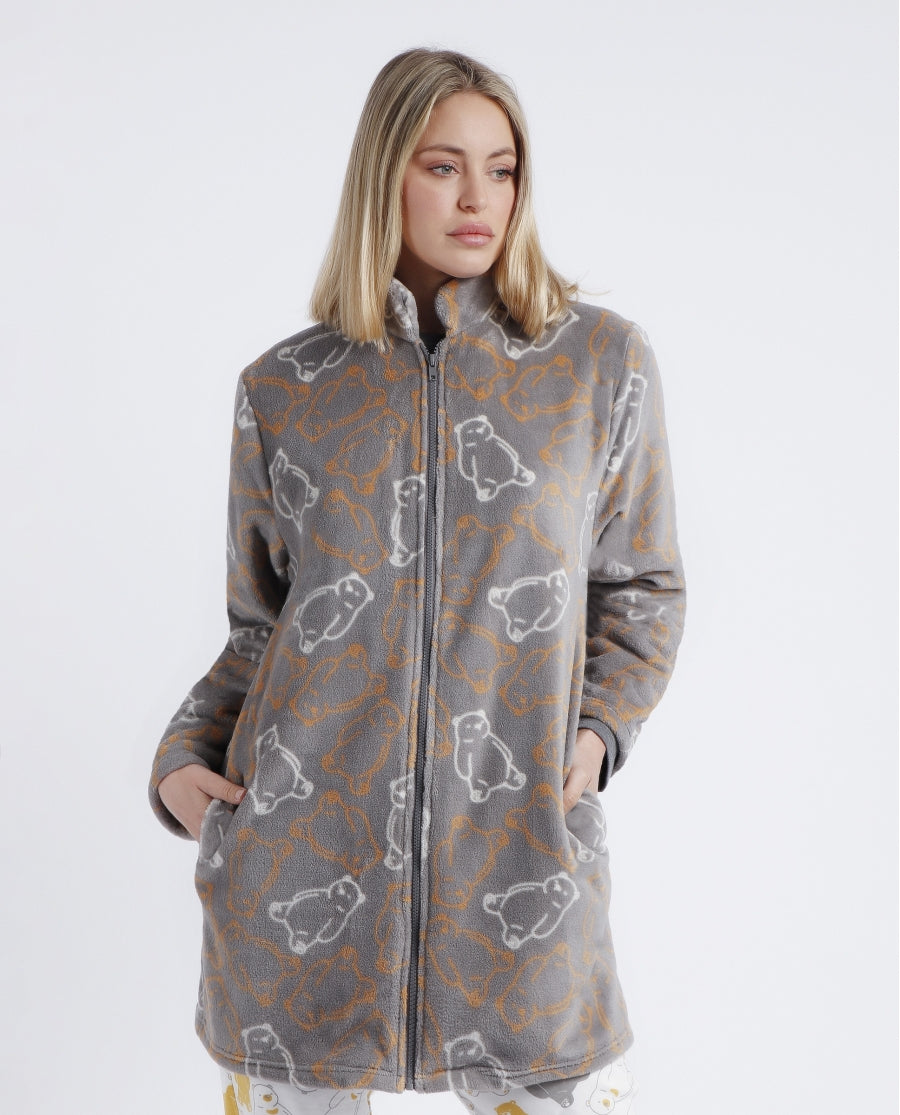 Bata Manga Larga Calentita Warm Hugs Mujer GRIS