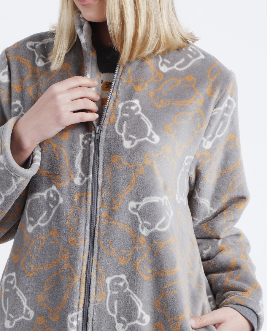 Bata Manga Larga Calentita Warm Hugs Mujer GRIS