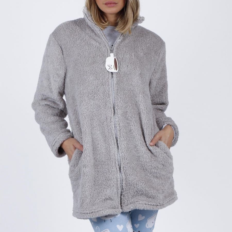 MR WONDERFUL Bata Manga Larga Calentita: me gustas mas. Mujer gris