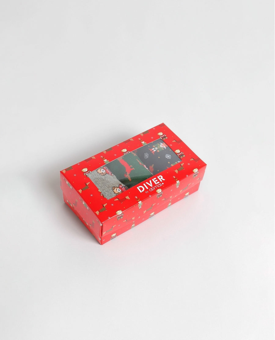 PACK-COLOR Calcetín Mediano Diver Christmas Hombr