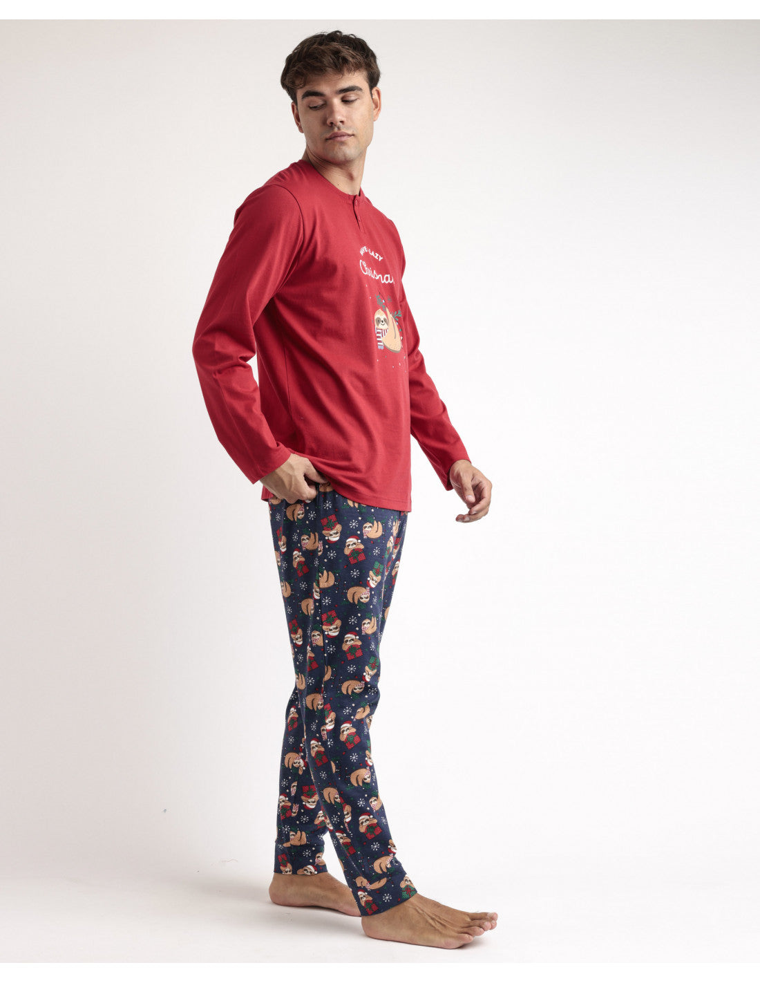 NAVIDAD. Pijama Manga Larga Regalo Navideño Hombr ROJO RUBÍ