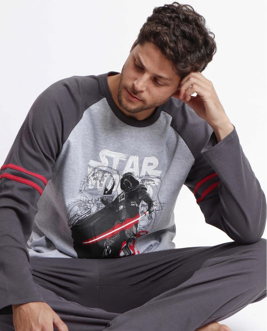 STAR WARS Pijama Manga Larga Darth Vader Hombre GRIS JASPE
