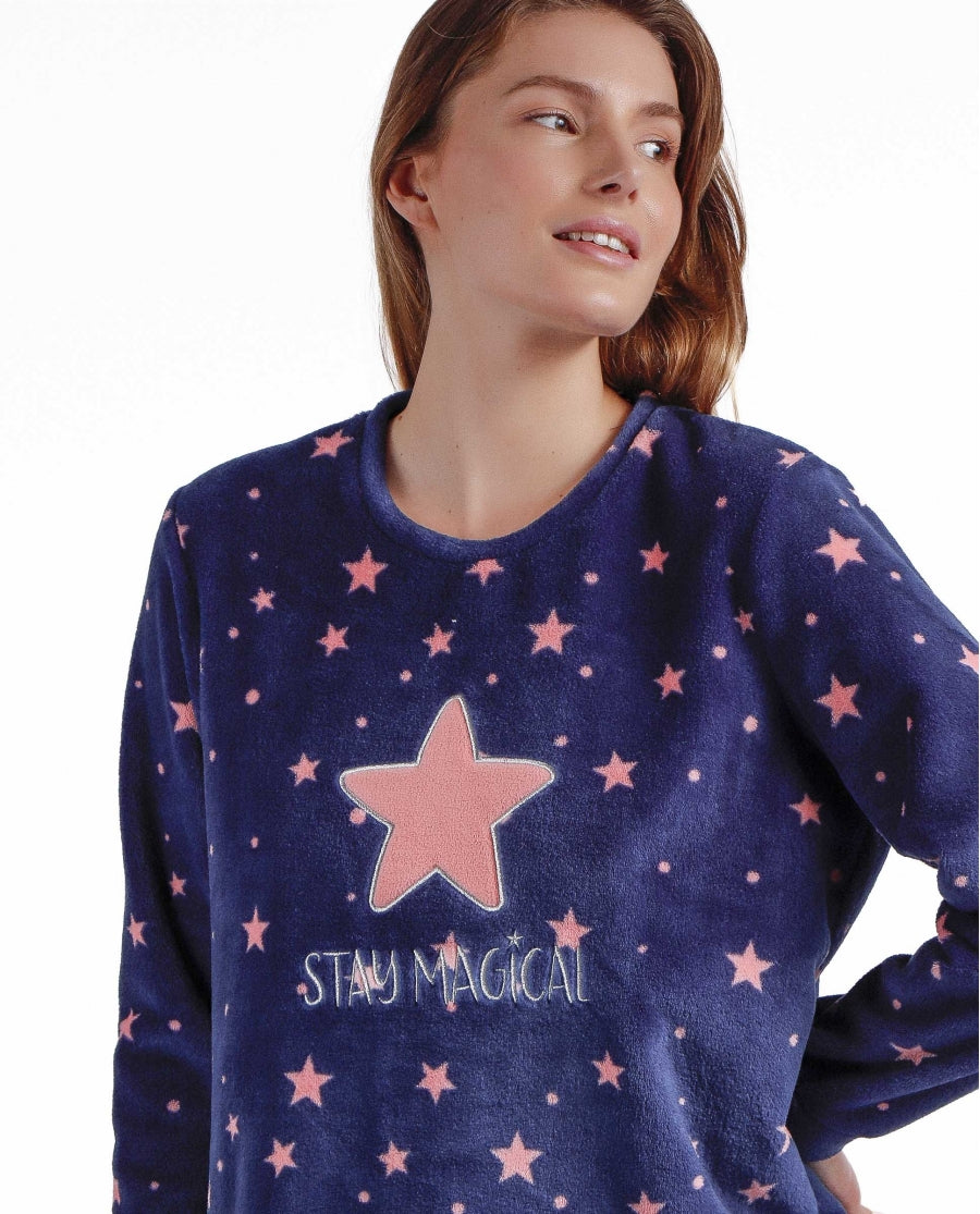 Pijama Calentito Manga Larga Magical C Mujer MARINO