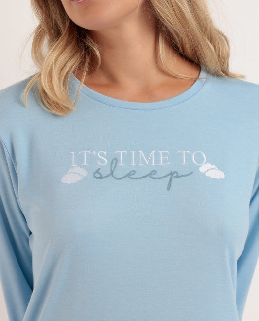 Pijama Manga Larga It´s Time To Sleep Mujer AZUL