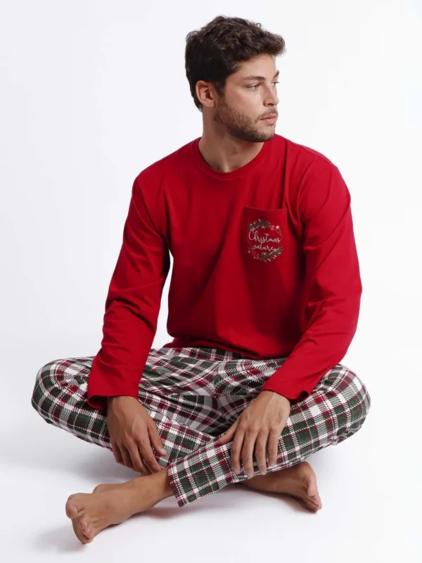 NAVIDAD. Pijama Manga Larga Christmas Nature Hombr ROJO RUBÍ