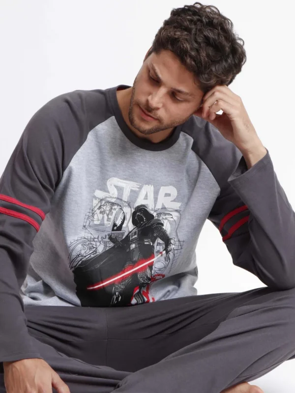 STAR WARS Pijama Manga Larga Darth Vader Hombre GRIS JASPE
